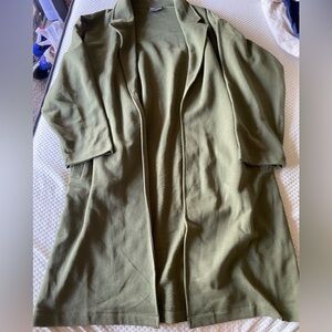 Olive Green Open Front knee length coat